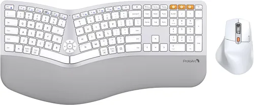 Vista 10 de ProtoArc Teclado y Ratón Inalámbrico Ergonómico, EKM01 Plus Combo de Teclado y Ratón Bluetooth Ergo de Tamaño Completo, Diseño Dividido