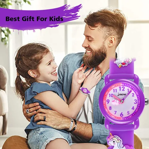 Vista 7 de Reloj de pulsera para niños de 3 a 10 años diseño de unicornio de dibujos animados impermeable de silicona para niños pequeños el mejor regalo