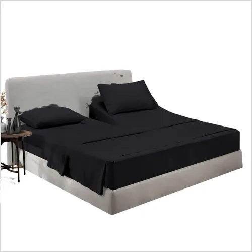 Vista 6 de Top Split Head Flex Queen - Juego de sábanas para dormir con número de camas – 4 piezas de color gris oscuro, sábanas divididas Queen – 100% algodón