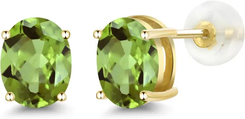 Vista 136 de Gem Stone King Aretes de oro de 14 quilates con piedra natal ovalada de 0.315 x 0.236 in Aretes de oro para mujer