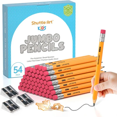Vista 5 de Shuttle Art Jumbo Pencils, 36 Pack Triangle Pre-Sharpened #2 HB for Kids