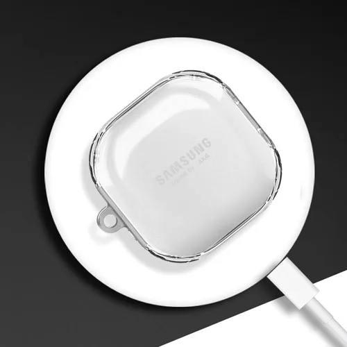 Vista 3 de CaseHome Funda con nombre personalizada compatible con Samsung Galaxy Buds Live (versión 2020) Buds Pro (versión 2021), cubierta transparente de TPU