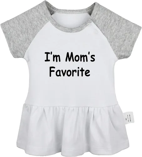 Vista 5 de iDzn Pack of 2, Mom Life & I'm Mom's Favorite Funny Print Dresses, Newborn Infant Baby Girls Princess Dress, Cute Ruffle
