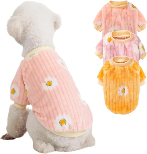 Vista 10 de Suéter para perro, paquete de 3 suéteres para perros pequeños, ropa para perros pequeños, hembras y machos, suéter ultrasuave y cálido