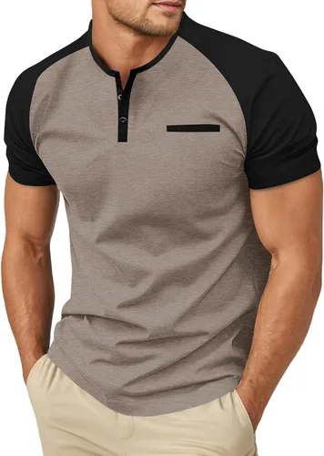 Vista 8 de Sailwind Camisetas casuales de algodón Henley de manga corta con bolsillo para hombre