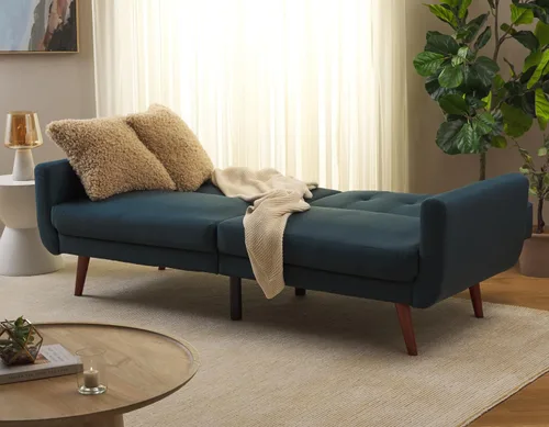 Vista 8 de Safavieh Home Bushwick - Sofá cama convertible plegable gris y marrón de 82.7 pulgadas