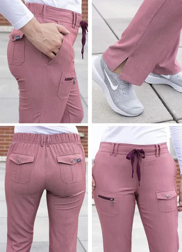 Vista 4 de Adar Pro Scrubs para mujer, pantalones de yoga ajustados para piernas