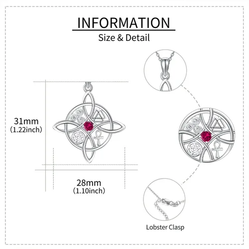 Vista 14 de YAFEINI Collar con dije de nudo de bruja de plata de ley, amuleto de bruja de cruz celta, regalo para mujer