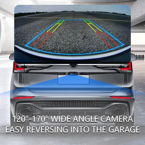 Vista 4 de Cámara de respaldo HD para automóvil con cámara de matrícula de visión nocturna de 8 LED, gran angular de 170°, cámara de visión trasera impermeable