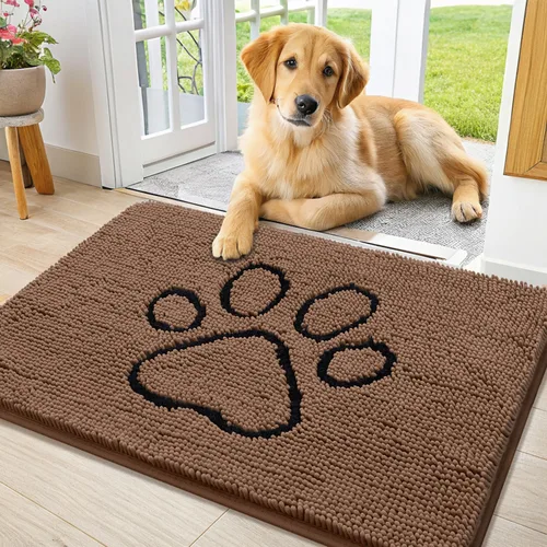 Vista 154 de Smiry Tapete para puerta de perro para patas fangosas, absorbente y Gris y negro