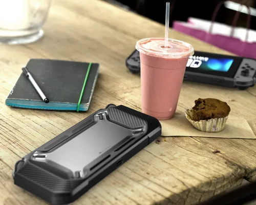 Vista 6 de Mumba estuche para Nintendo Switch, Resistente, Delgado, engomado, para Nintendo Switch 2017 Negro