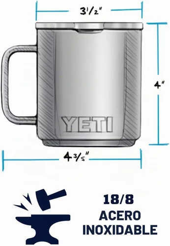 Vista 2 de YETI Rambler - Taza apilable de 10 onzas, aislada al vacío, acero inoxidable con tapa MagSlider, acero inoxidable