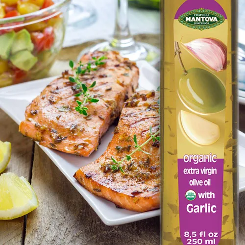 Vista 5 de Mantova Aceite de oliva virgen extra con sabor a ajo orgánico, 8.5 onzas, (paquete de 3)