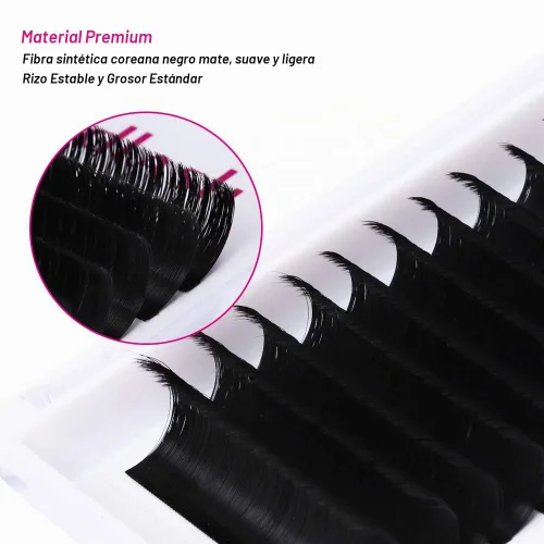 Vista 4 de Extensiones de Pestañas Rizo B Fácil Florecimiento Extensión de Pestañas Negro Mate Extensiones de Pestañas de Volumen Rápido Florecimiento Pestañas