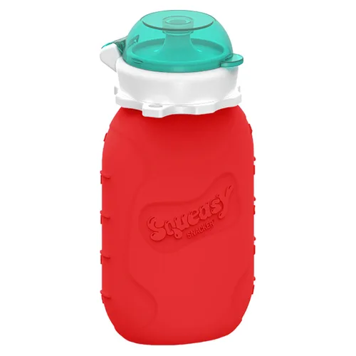 Vista 24 de Aqua 3.5 oz Squeasy Snacker - Bolsa de comida reutilizable de silicona a prueba de derrames - para alimentos blandos y líquidos - Agua, salsa
