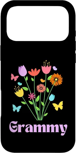 Vista 22 de iPhone 12/12 Pro Grammy Grandma Spring Flowers Pretty Tulips Butterfly Pink Case