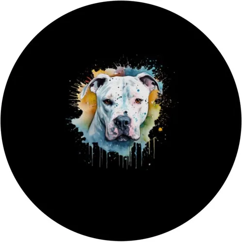 Vista 3 de Colorful Dogo Argentino watercolor art PopSockets Swappable PopGrip