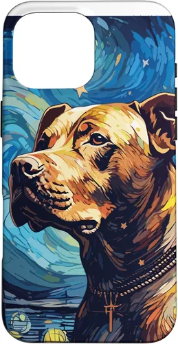 Vista 19 de Funda para iPhone 16 Pitbull Starry Night para perro, mamá, perro, papá