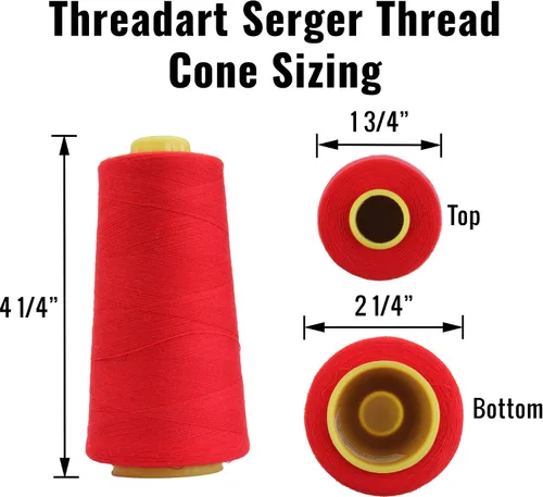 Vista 5 de Threadart Hilo Serger - Costura Poliéster - 2750 Yard Cono 40/2 - Aguamarina Polyester serger thread for overlock sewing, seams and garment