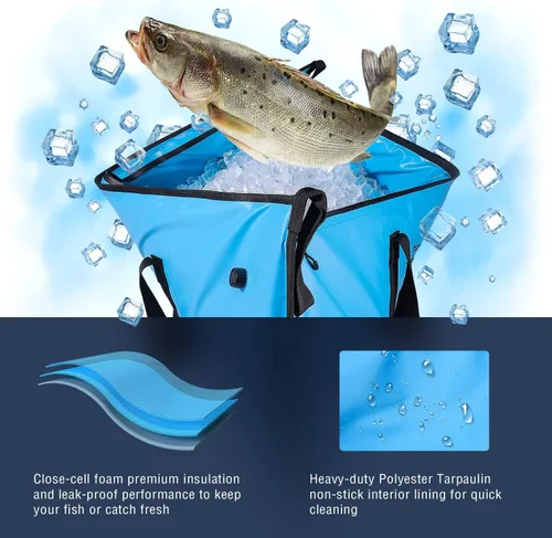 Vista 6 de Buffalo Gear Bolsa térmica aislada - Enfriador de cebo de 20 x 18 pulgadas, bolsa impermeable para matar peces