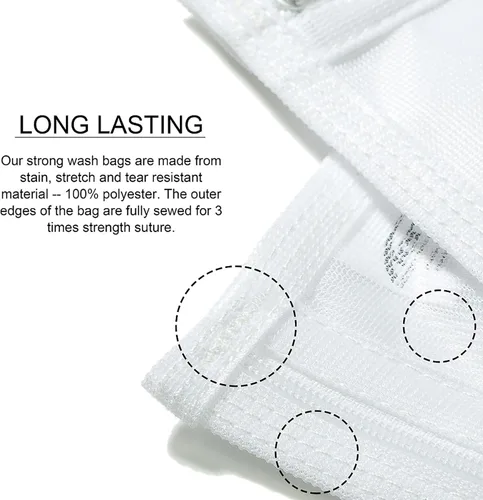Vista 5 de TENRAI Delicates - Bolsas de lavandería de malla fina para ropa interior, lencería, brasier, pantimedias, calcetines, uso de cremallera YKK, tiene