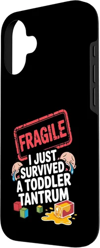 Vista 2 de Fragile I Survived a Toddler Tantrum Funny Parent Graphic Case for iPhone 16