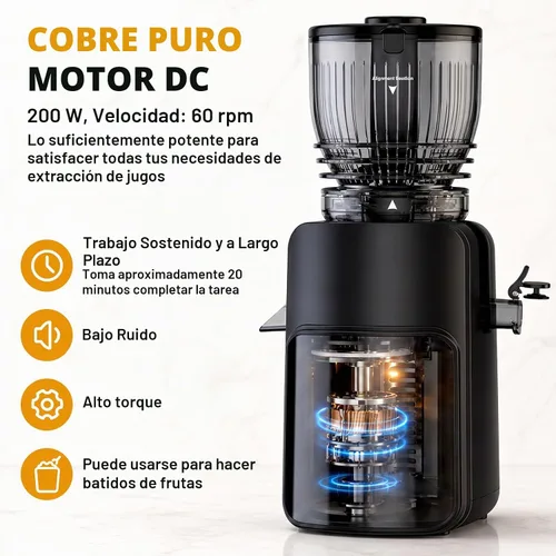 Vista 4 de COFUN Exprimidor de prensa en frío 2 en 1, máquinas de exprimidor lento