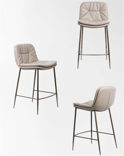 Vista 5 de Tall Bar Stools Bar Chair Modern Minimalist Metal High Stool Home Double Cushion Back Chair Home Restaurant Kitchen Bar Table Chair Barstools