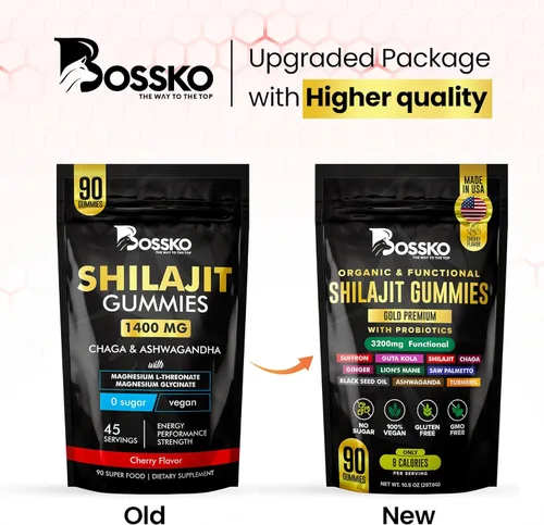 Vista 3 de Gomitas Shilajit puras del Himalaya de 3200 mg orgánicas para hombres y mujeres con probióticos y magnesio, Ashwagnadha Chaga, cúrcuma, ácido