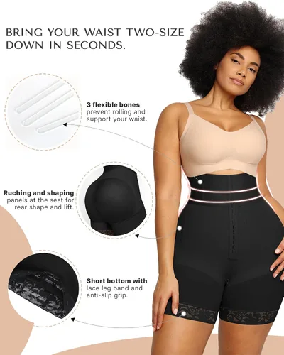 Vista 4 de SHAPELLX Pantalones cortos moldeadores de cuerpo de cintura alta para mujer, control de abdomen, adelgazantes, pantalones cortos para levantamiento