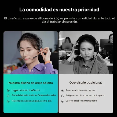Vista 5 de NUROUM OpenEar Pro 2 - Auriculares con micrófono, auriculares Bluetooth con reducción de ruido, auriculares inalámbricos para el trabajo, conexión