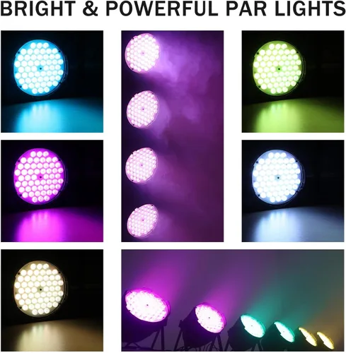 Vista 2 de Big Dipper Luces LED de escenario Par de luces 54X3W RGB multicolor brillante iluminación con sonido DMX activado maestro-esclavo luces elevadas