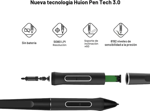 Vista 4 de HUION KAMVAS 16 (2021) Tableta de dibujo de 15.6" con pantalla Negro