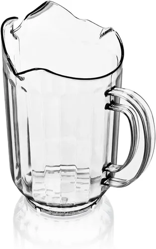 Vista 3 de New Star Foodservice Jarra de agua de plástico para restaurante con 3 boquillas, 60 onzas, transparente