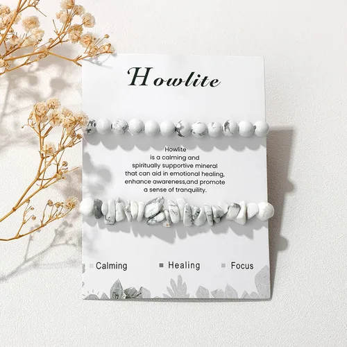 Vista 31 de Pulseras de cristal curativo para mujer, 2 pulseras de piedra natural de 0.236 pulgadas, pulseras elásticas de cuentas de cristal hechas a mano