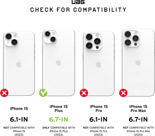 Vista 2 de URBAN ARMOR GEAR UAG - Funda compatible con iPhone 15 Plus de 6.7 pulgadas, Pathfinder transparente ceniza/negro, imán integrado compatible