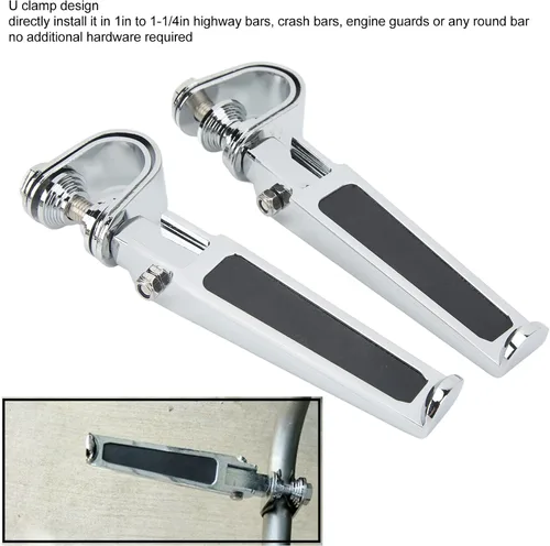 Vista 2 de Estriberas Abrazadera en U, mini estriberas para bicicleta, protector de motor, reposapiés para motocicleta, bicicleta de calle con barra de choque