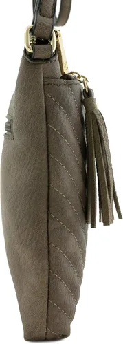 Vista 3 de Bandolera o bolsa mediana con patrón triangular, de estilo cruzado, acolchada y con borla