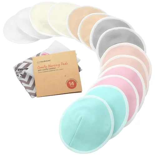 Vista 13 de Almohadillas de lactancia de viscosa de bambú orgánico, 8 almohadillas lavables para lactancia materna, bolsa de lavado, reutilizables