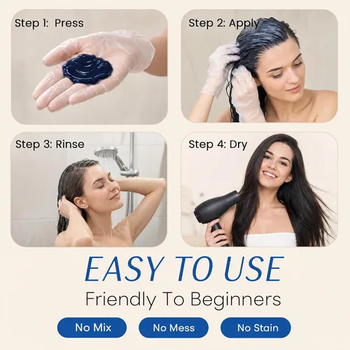 Vista 6 de Champú negro 3 en 1, champú de color instantáneo para una cobertura
