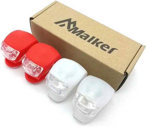 Vista 7 de Malker Luz de Bicicleta Delantera y Trasera Juego de Luces LED de Silicona para Bicicleta - Faro Delantero y Luz Trasera de Bicicleta, Impermeables