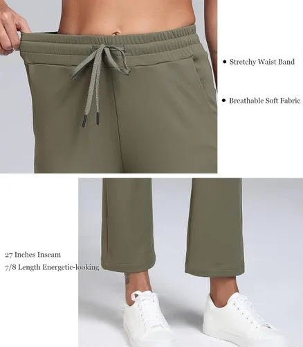 Vista 3 de Oalka Pantalones de golf de pierna recta para mujer con bolsillos profundos