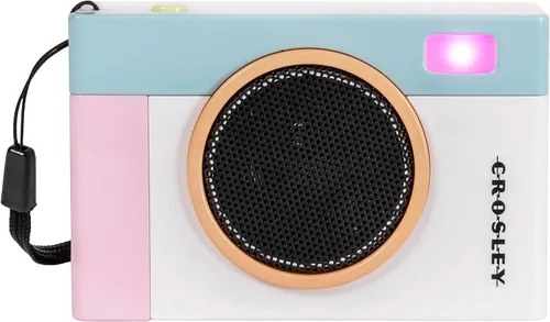Vista 13 de Crosley CR3051A-BK Flashback Altavoz Bluetooth portátil retro con luces LED, diseño de cámara vintage, negro