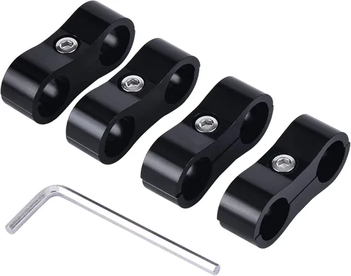 Vista 10 de EVIL ENERGY 4AN Abrazadera Separadora de Manguera, Abrazadera de Montaje de Línea de Combustible AN4 de Aluminio Negro 4PCS