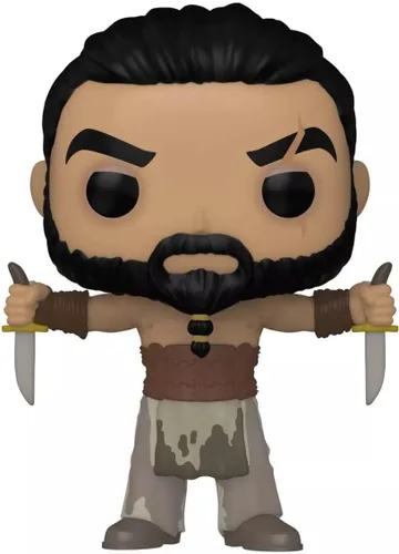 Vista 3 de POP Juego de Tronos - Khal Drogo con dagas Funko Pop! Figura de vinilo (paquete con funda protectora compatible con POP Box), multicolor, 3.75