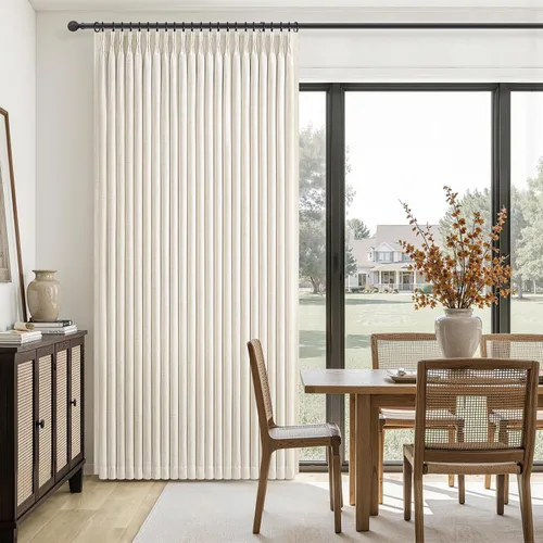Vista 24 de Cortinas plisadas de lino opacas de 96 pulgadas de largo, juego de 2 paneles para oscurecer la sala de estar/dormitorio, cortinas térmicas virales