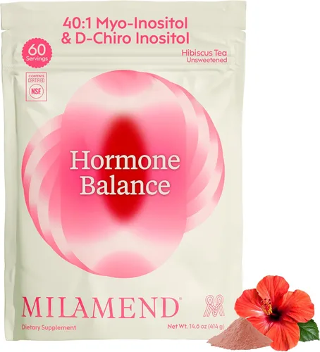 Vista 14 de Milamend Equilibrio Hormonal para Mujeres 40:1 Myo-Inositol D-Chiro Inositol Suplemento + CoQ10, ALA y Aminoácidos – Fertilidad, Apoyo Ovarico