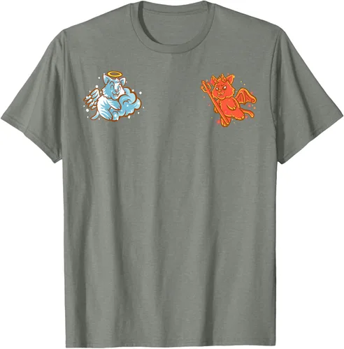 Vista 75 de Camiseta de gato ángel y diablo sentado en tu hombro Nerd Kitten, Negro