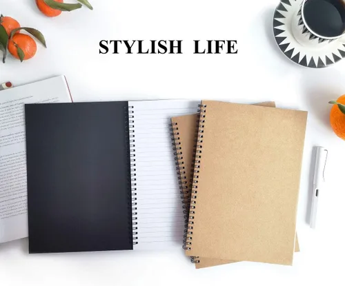 Vista 5 de Twinkle Cuadernos en espiral, cuadernos en blanco, papel grueso, 60 hojas, 10 x 7 pulgadas, paquete de 2 (negro, blanco)