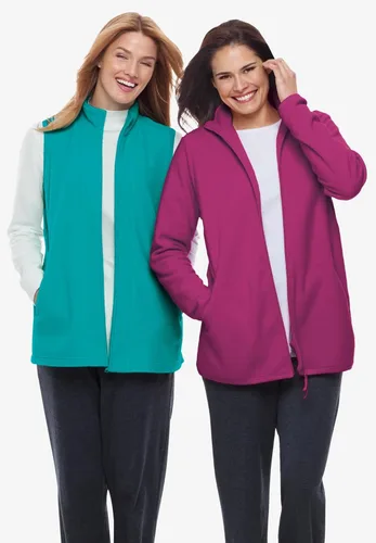 Vista 4 de Woman Within Chaqueta de forro polar con cremallera frontal para mujer talla extra grande